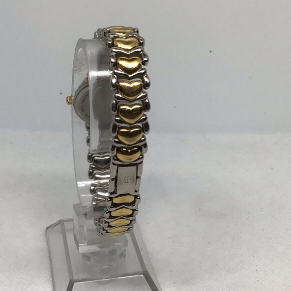 Vintage Bulova Women's Two-Tone Watch with Heart Band and Diamond Accent 98P11 - Picture 6 of 15